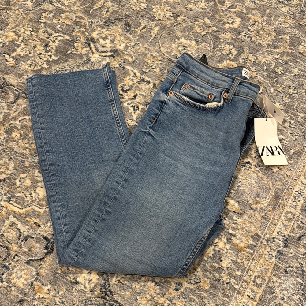 Zara Blue Straight Leg Jeans Classic Style